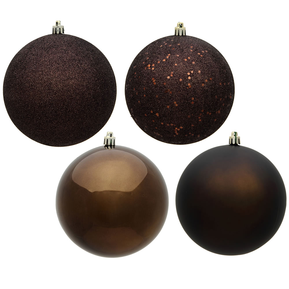 10 Inch Chocolate Round Christmas Ball Ornament Shatterproof Assorted Finishes