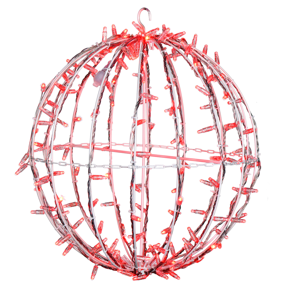 Christmastopia.com 20 Inch Fold Flat Red Jumbo Hanging Sphere LED Lighted Outdoor Christmas Decoration