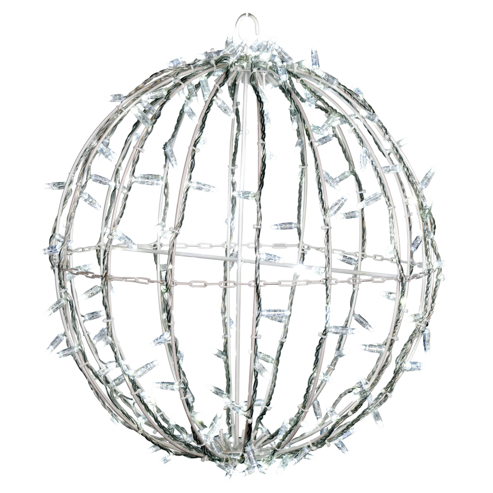 Christmastopia.com 20 Inch Fold Flat Cool White Twinkle Jumbo Hanging Sphere LED Lighted Outdoor Christmas Decoration