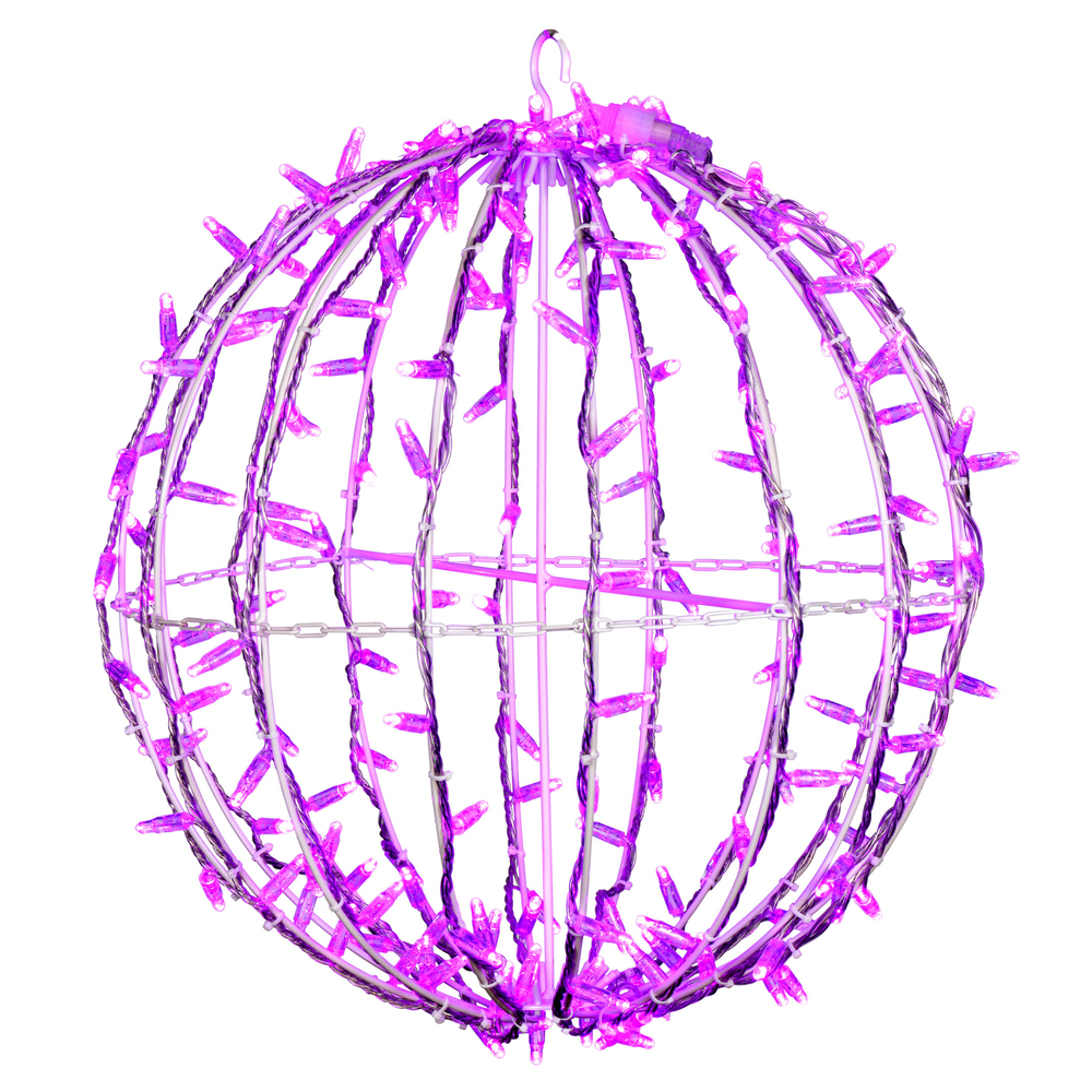 Christmastopia.com 20 Inch Fold Flat Pink Jumbo Hanging Sphere LED Lighted Outdoor Christmas Decoration