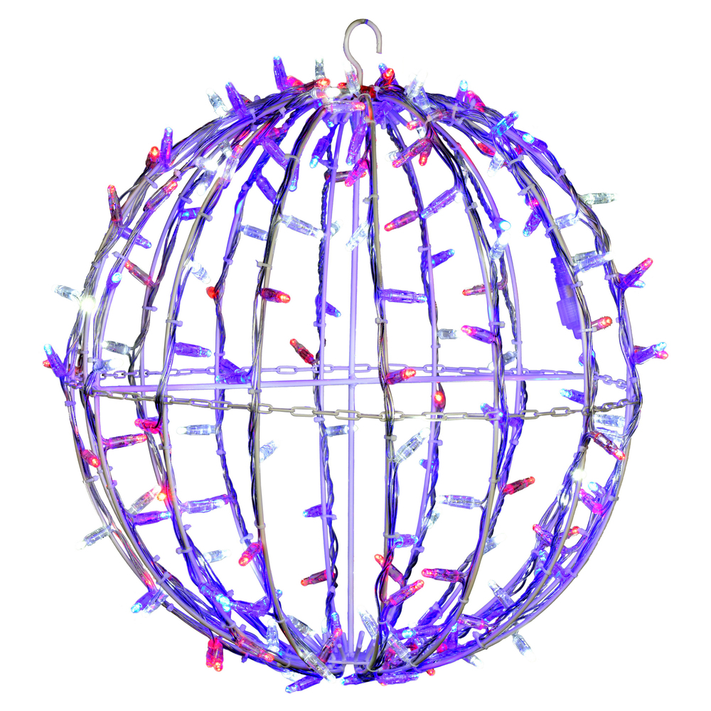 Christmastopia.com 20 Inch Fold Flat Red White Blue Jumbo Hanging Sphere LED Lighted Outdoor Christmas Decoration