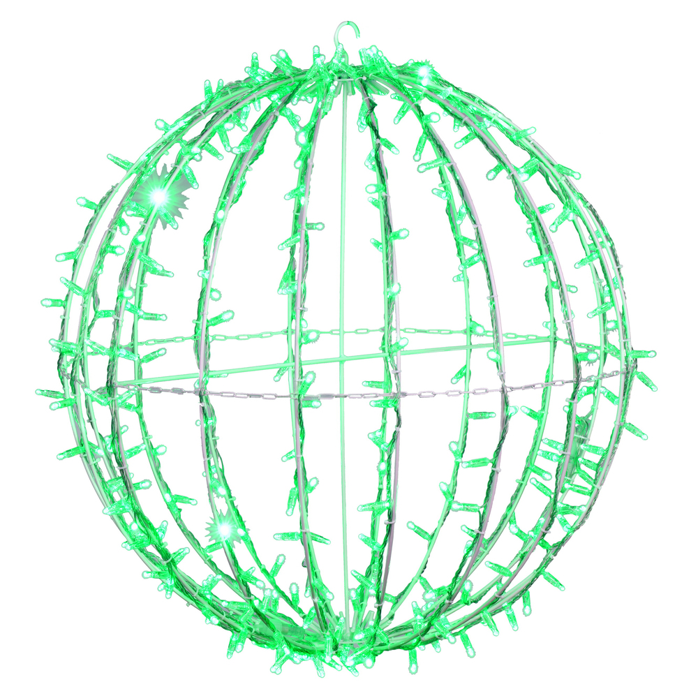 Christmastopia.com 30 Inch Fold Flat Green Twinkle Jumbo Hanging Sphere LED Lighted Outdoor Christmas Decoration