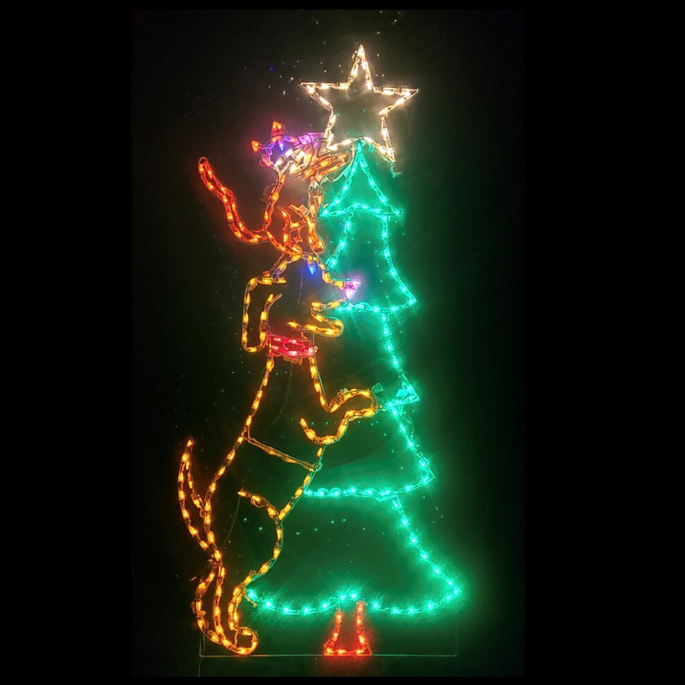 Christmastopia.com Dog and Cat Decorating Christmas Tree Animated LED Lighted Outdoor Lawn Decoration