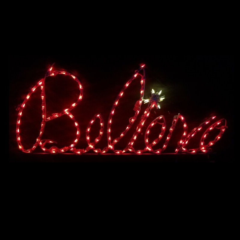 Christmastopia.com Believe Red Cursive LED Lighted Outdoor Christmas Sign Decoration