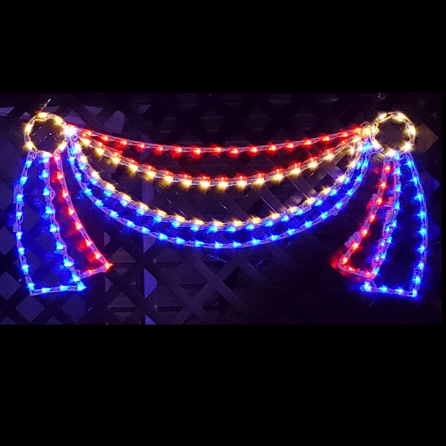 Christmastopia.com Patriotic Red White And Blue Bunting LED Lighted Outdoor Hanging Decoration