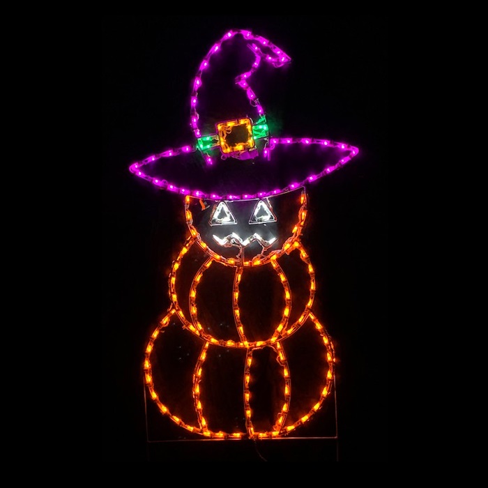 Christmastopia.com Stacked Pumpkins with Witchs Hat LED Lighted Outdoor Halloween Decoration