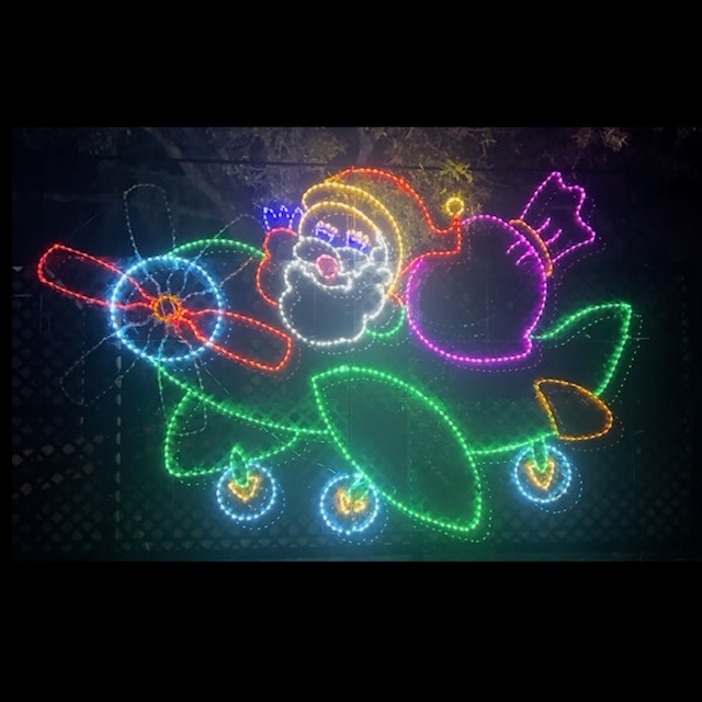 Christmastopia.com - Animated Whimsical Santa Claus Flying Airplane LED Lighted Outdoor Commercial Christmas Decoration