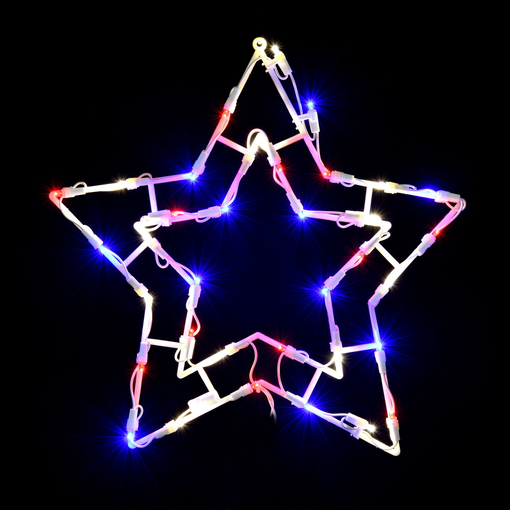 Christmastopia.com Patriotic Star LED Lighted Window Christmas Decoration - 35 LED 5MM Wide Angle Polka-Dot Lights