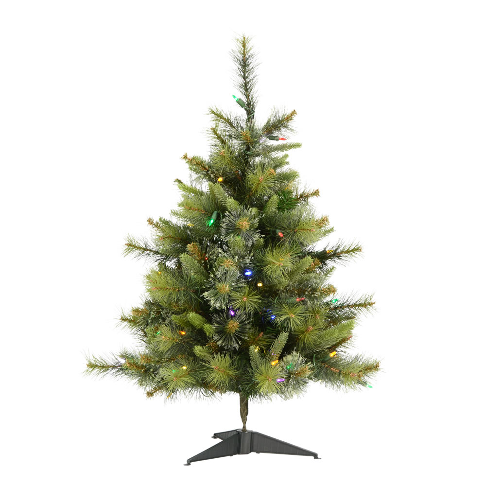 3 Foot Cashmere Pine Artificial Christmas Tree 100 LED M5 Italian Multi Color Lights