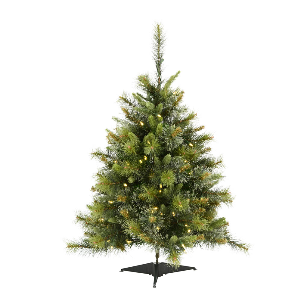 3 Foot Cashmere Pine Artificial Christmas Tree 100 LED M5 Italian Warm White Lights