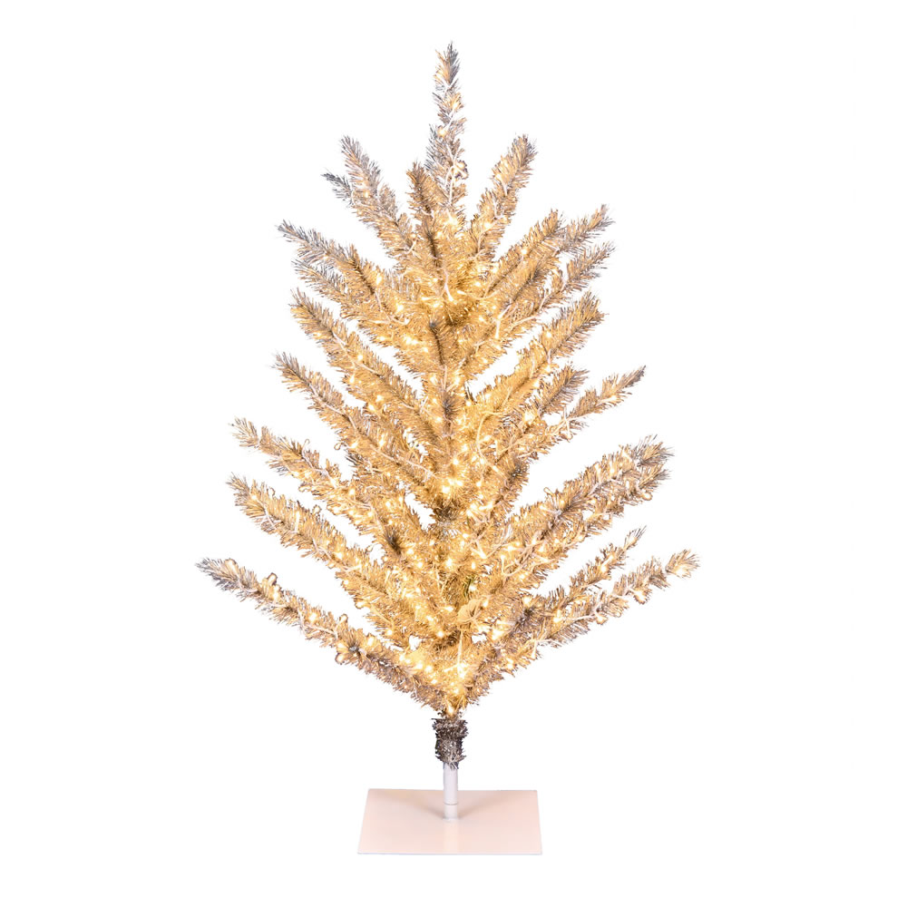 3 Foot Vintage Aluminum Artificial Christmas Tree - 300 Low Voltage LED Warm White 3MM Lights