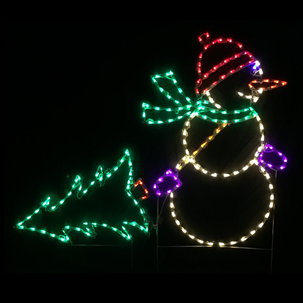 Christmastopia.com Snowman Pulling Christmas Tree LED Lighted Outdoor Christmas Decoration