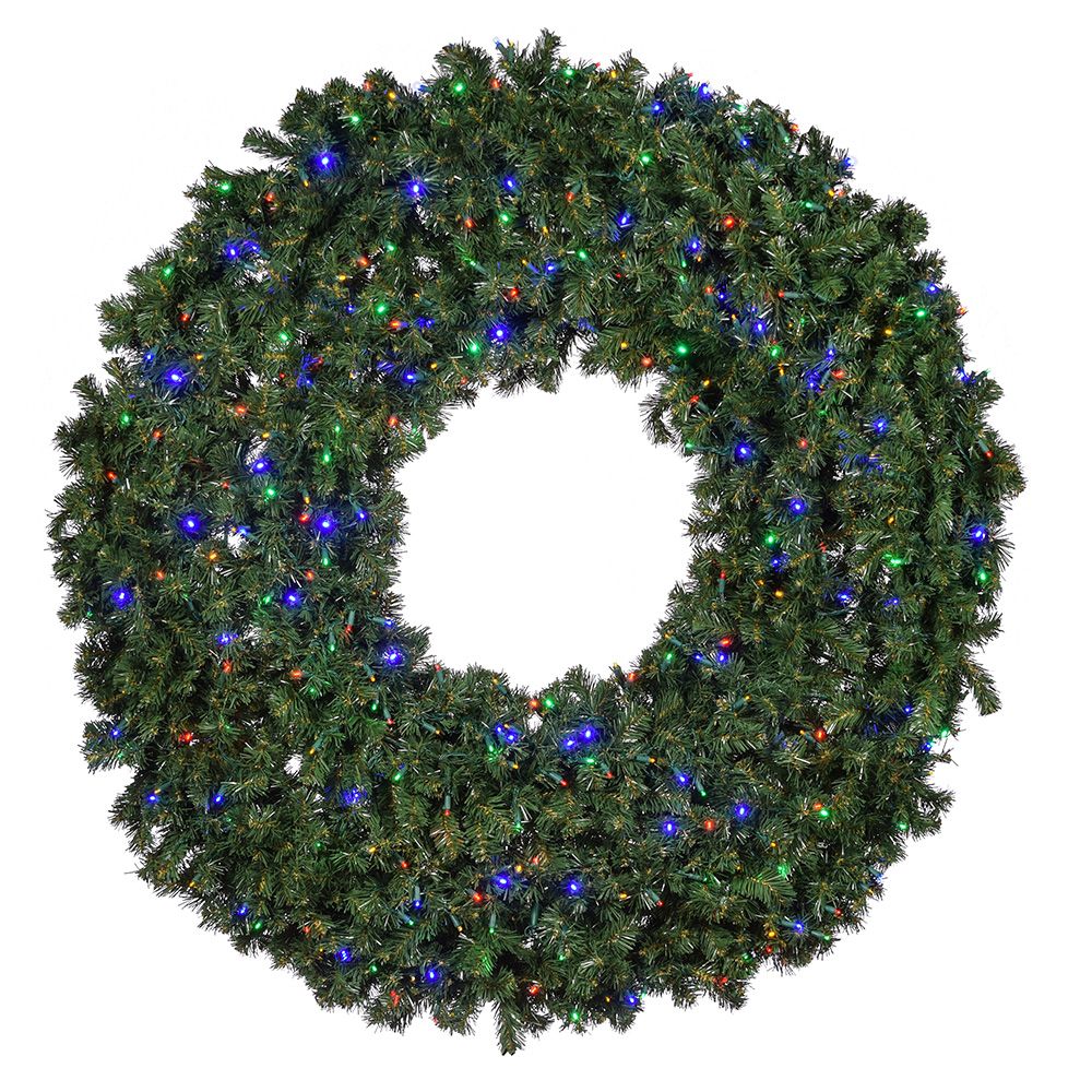 60 Inch Grand Sierra Artificial Christmas Wreath 300 LED 5MM Wide Angle Polka Dot 8 Function RGB Color Change Lights with Controller
