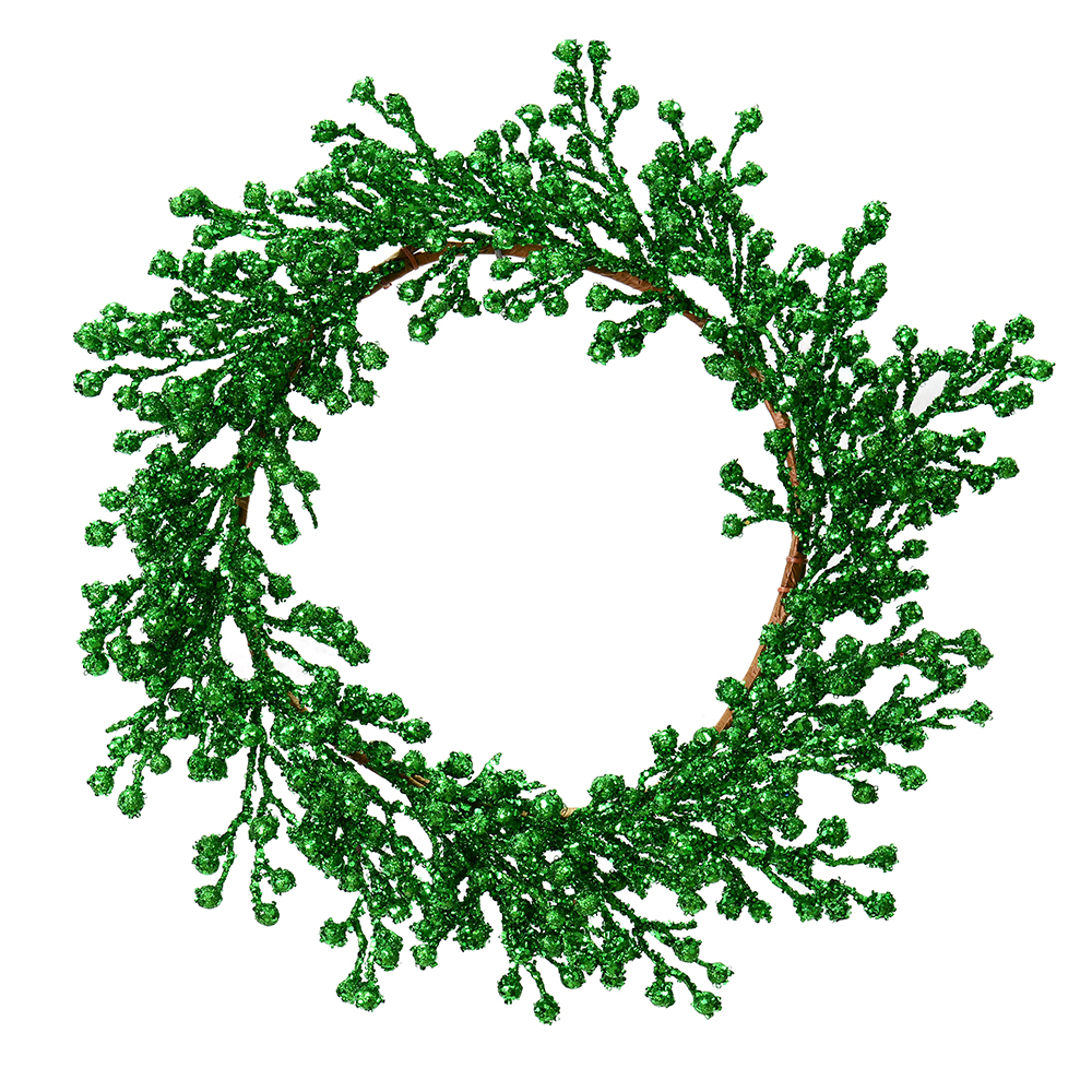 Christmastopia.com 33 Inch Green Glitter Berry Artificial Mardi Gras Wreath Unlit