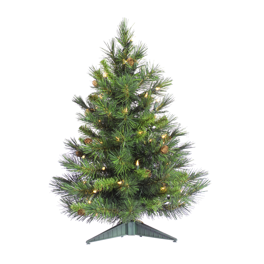 2 Foot Cheyenne Pine Artificial Christmas Tree 50 DuraLit Clear Lights