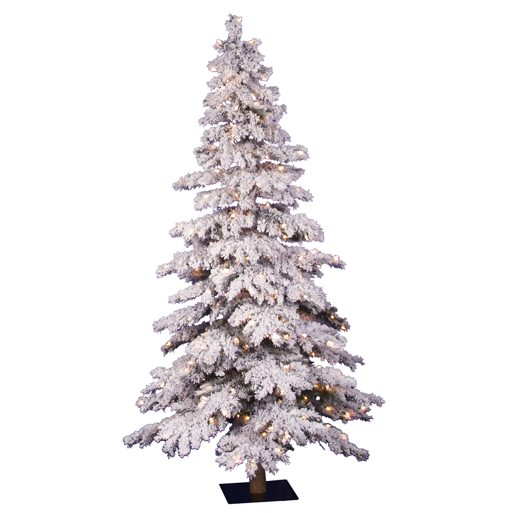 5 Foot Flocked Spruce Artificial Christmas Tree 250 DuraLit Clear Lights