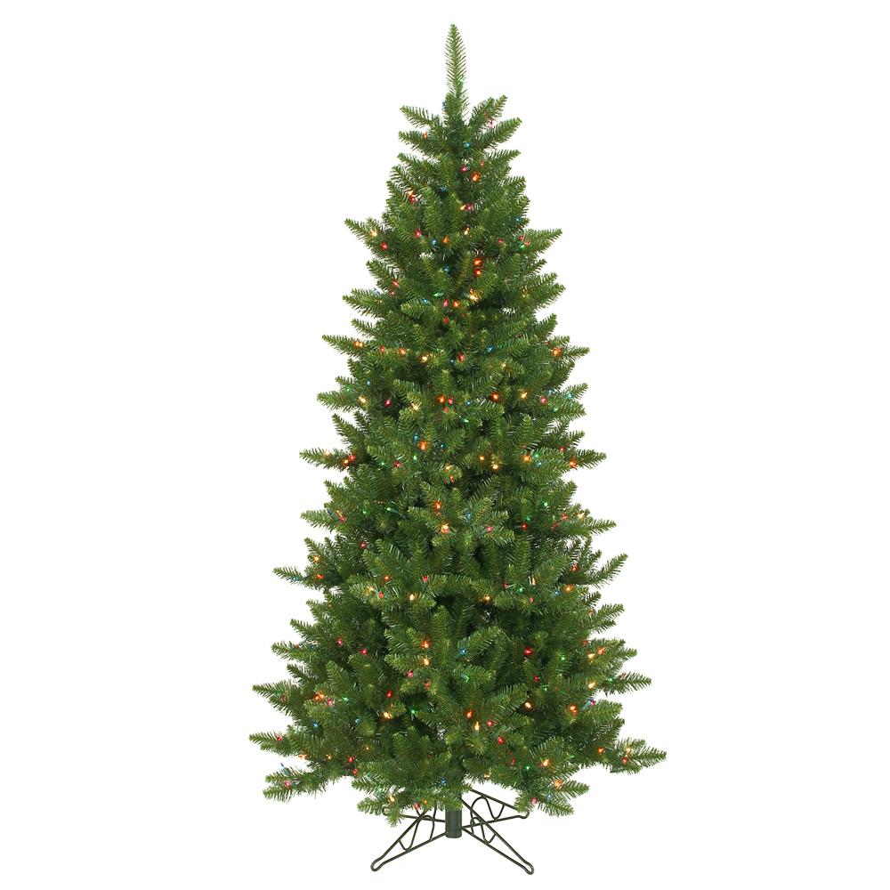 6.5 Foot Camdon Fir Slim Artificial Christmas Tree 450 DuraLit LED M5 Italian Multi Color Mini Lights