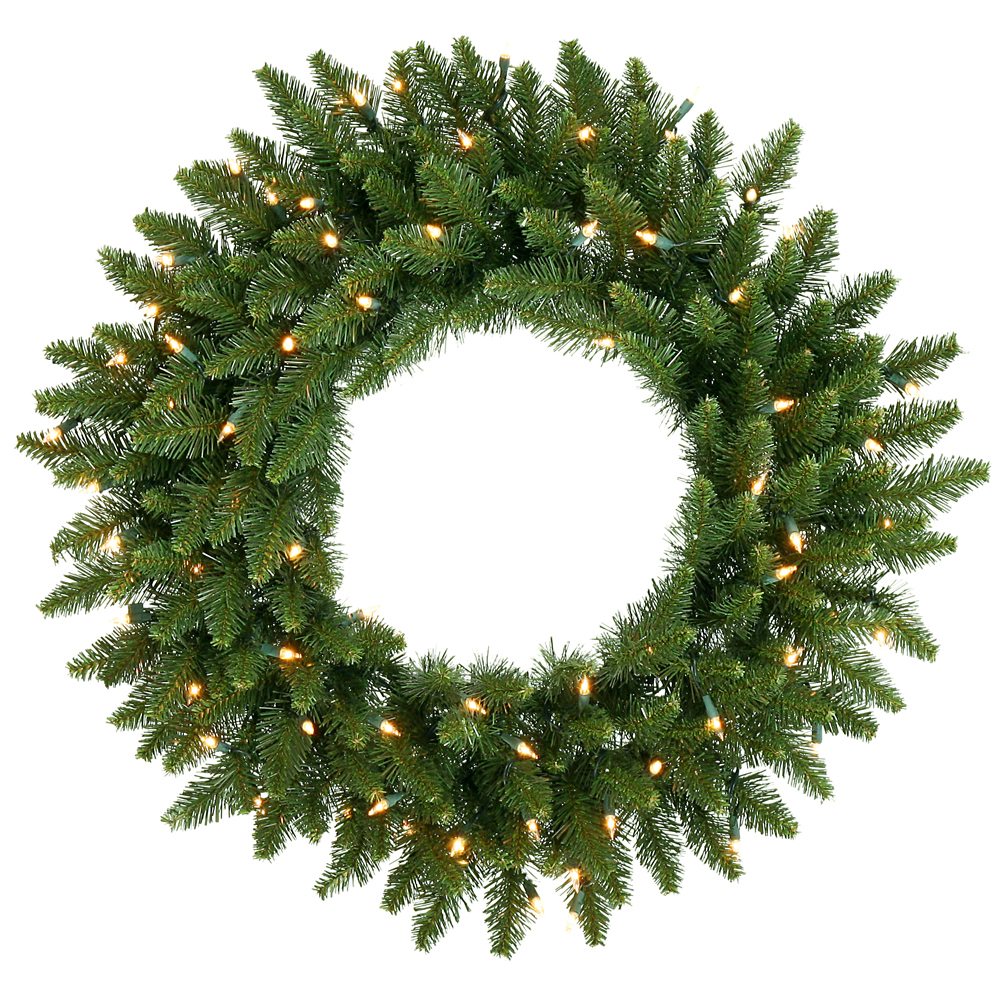 Christmastopia.com 24 Inch Camdon Fir Artificial Christmas Wreath 50 DuraLit Incandescent Clear Mini Lights