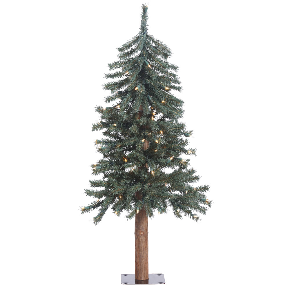 3 Foot Natural Bark Alpine Artificial Christmas Tree - 70 DuraLit Incandescent Clear Mini Lights