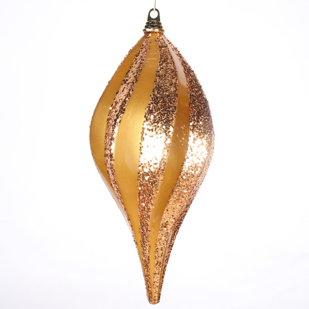 Christmastopia.com 8 Inch Antique Gold Candy Glitter Swirl Drop Ornament