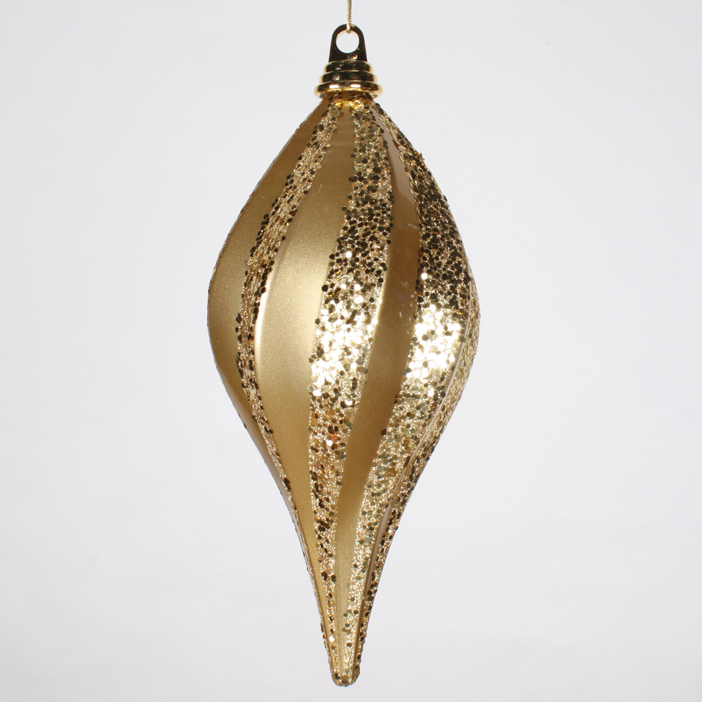 Christmastopia.com 12 Inch Gold Candy Glitter Swirl Drop Mardi Gras Ornament