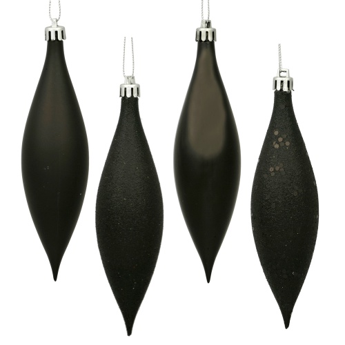 5.5 Inch Black Drop Christmas Ornament Assorted Finishes