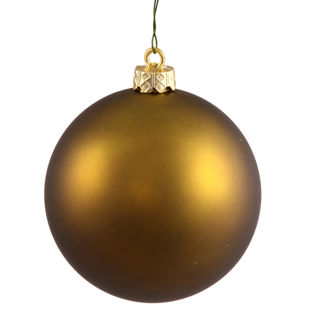 2.4 Inch Olive Green Matte Finish Round Christmas Ball Ornament Shatterproof UV