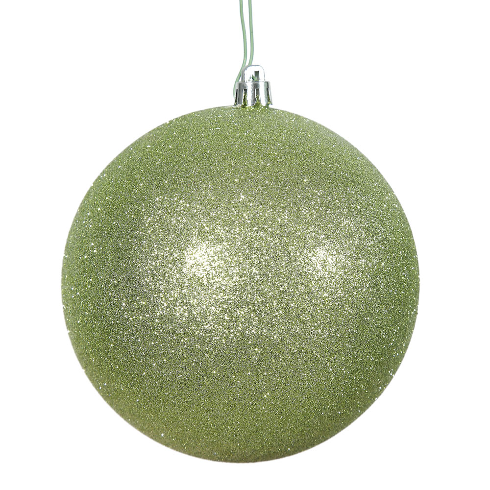 12 Inch Celadon Green Glitter Christmas Ball Ornament Shatterproof