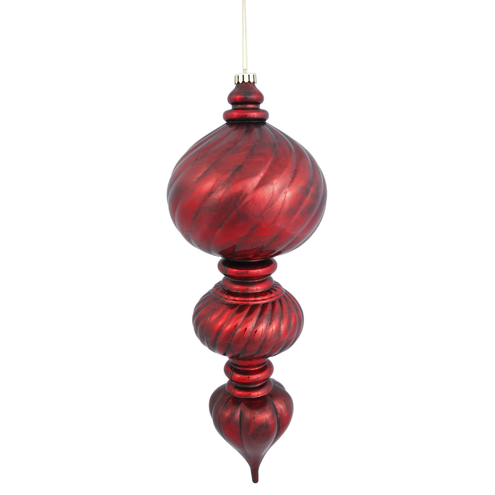 Christmastopia.com - 21 Inch Antique Red Sculpted Finial Christmas Ornament Shatterproof