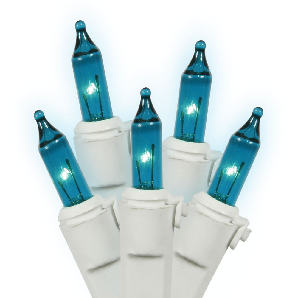 Christmastopia.com - 50 Teal Mini Incandescent Easter String Light Set White Wire 4 Inch Spacing