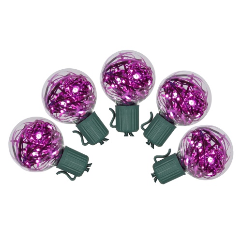 Christmastopia.com 25 Purple LED 40 Tinsel Lights Green Wire 12 Inch Spacing