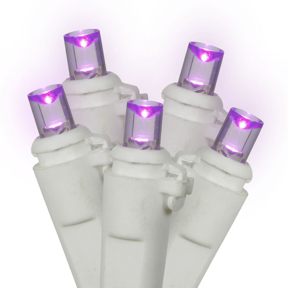 Christmastopia.com 100 LED 5MM Wide Angle Polka Dot Purple Easter Light Set 4 Inch Spacing White Wire