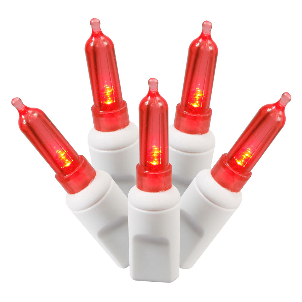 100 Commercial Grade LED M5 Italian Smooth Red Valentine Mini Light Set White Wire