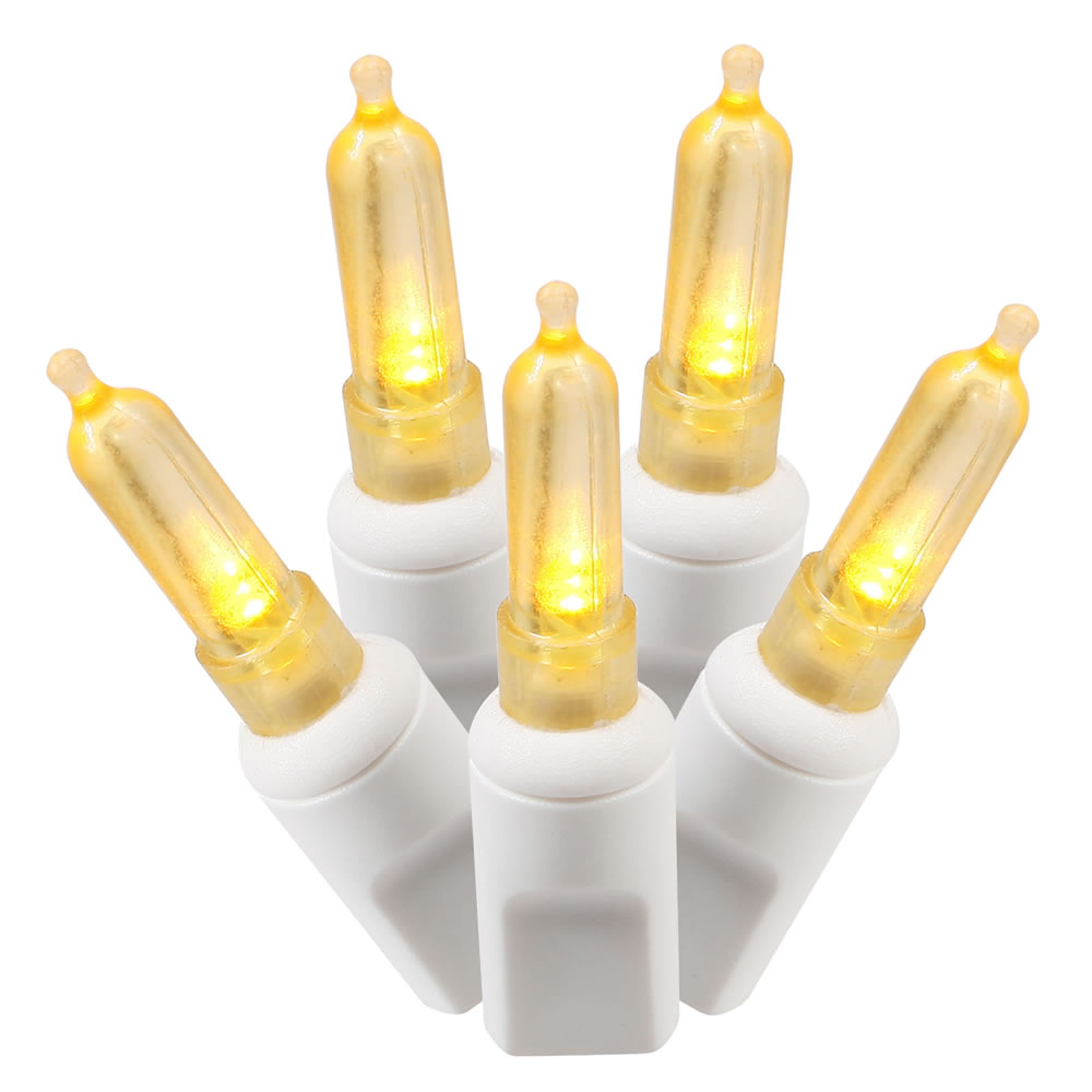 100 Commercial Grade LED M5 Italian Smooth Yellow Easter Mini Light Set White Wire