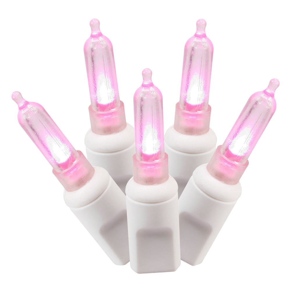 Christmastopia.com 100 Commercial Grade LED M5 Italian Smooth Pink Easter Mini Light Set White Wire