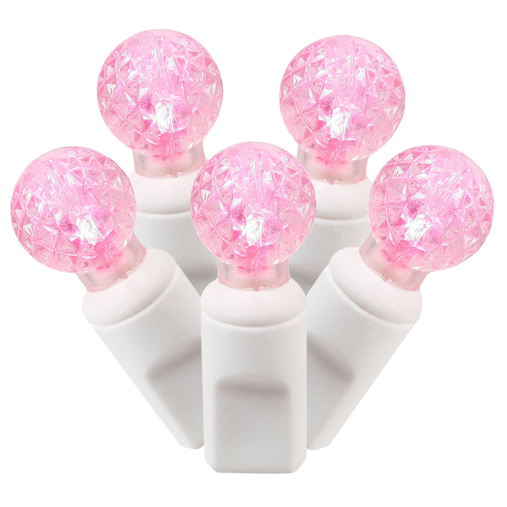 Christmastopia.com 100 Commercial Grade LED G12 Faceted Globe Pink Easter Light Set White Wire