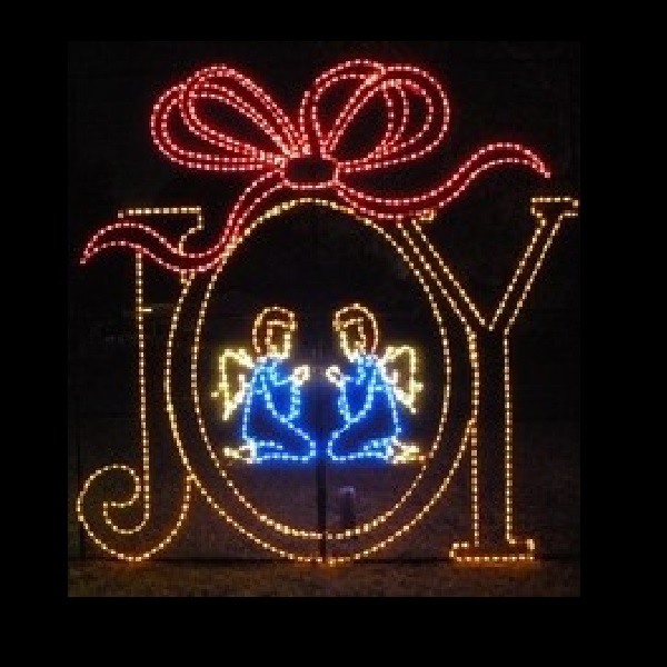 Christmastopia.com Joy with Angels and Ribbon LED Lighted Outdoor Commercial Christmas Decoration