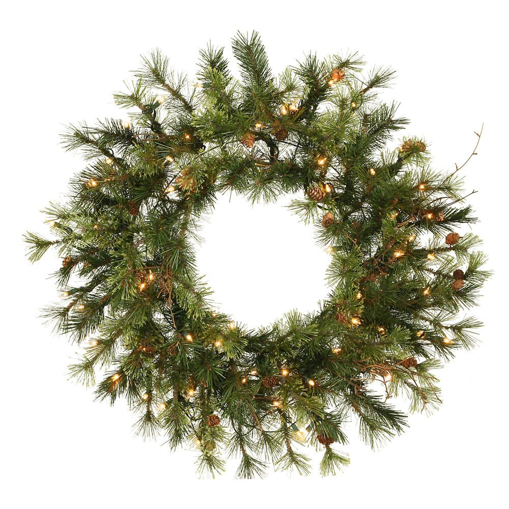 Christmastopia.com 16 Inch Prelighted Mixed Country Wreath 20 Clear Lights