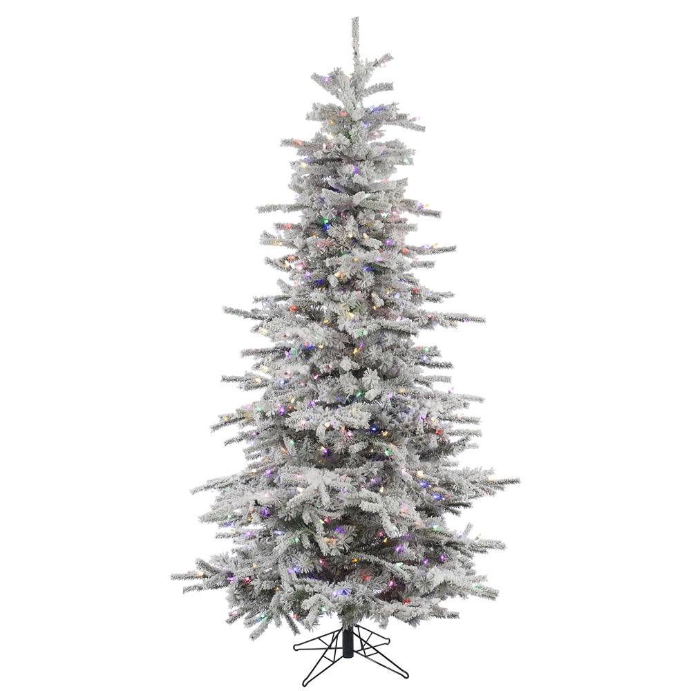 Christmastopia.com 10 Foot Flocked Sierra Fir Slim Artificial Christmas Tree 1450 LED M5 Italian Multi Color Lights