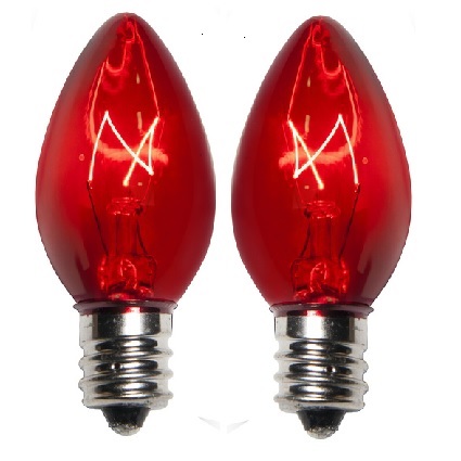 Christmastopia.com Incandescent C7 Transparent Red Night Light Replacement Bulbs - Box of 25