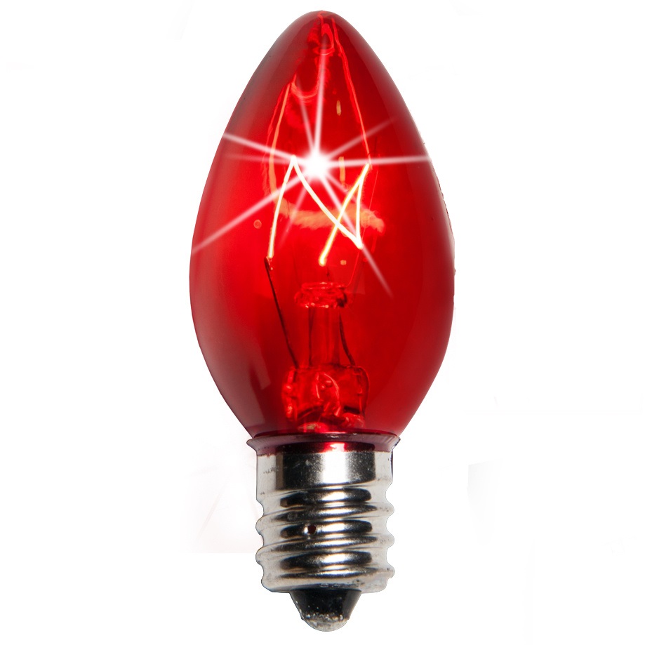 Christmastopia.com Incandescent C7 Smooth Transparent Red Twinkling Night Light Replacement Bulbs - Box of 25