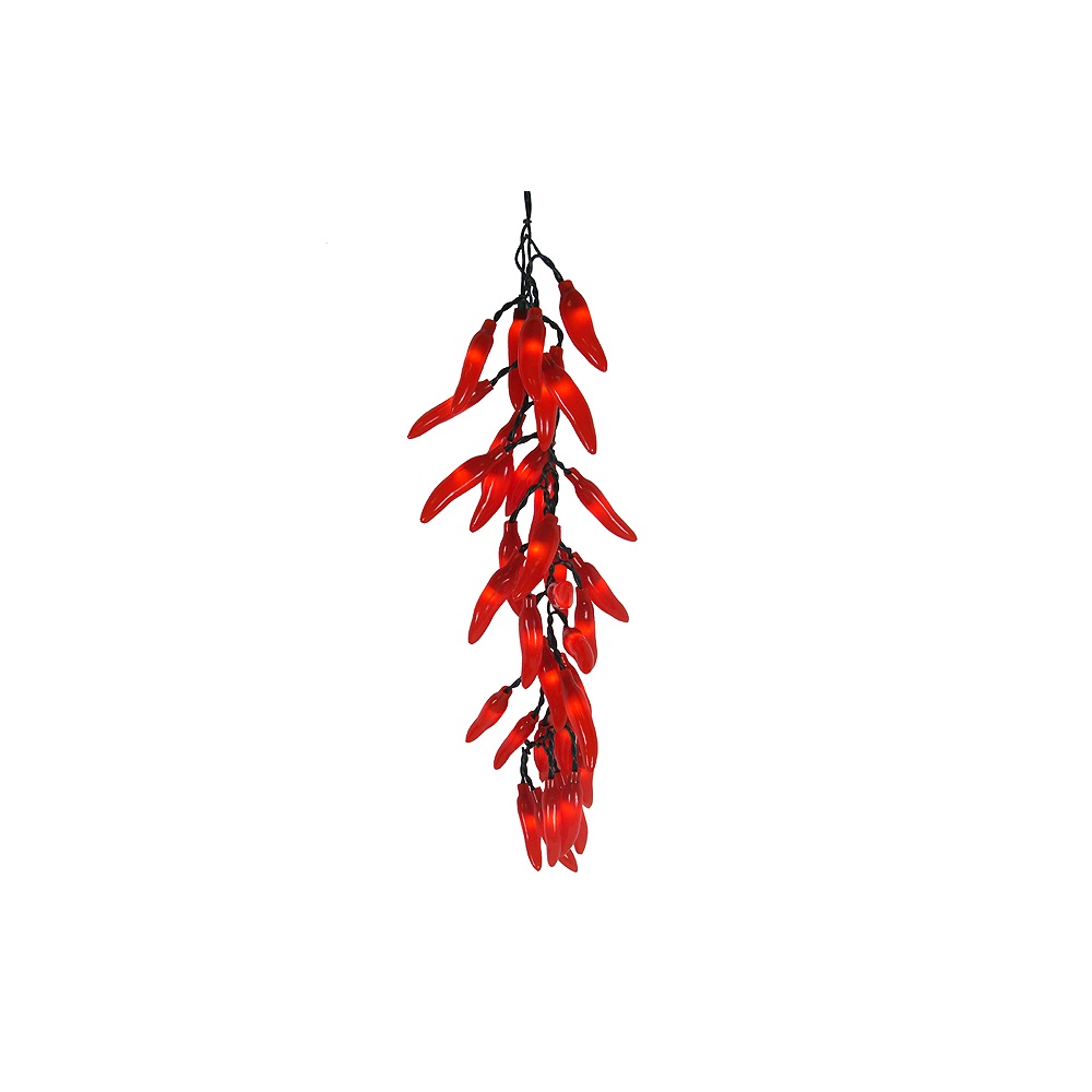 Christmastopia.com Chili Pepper Bunch Red 35 Incandescent Mini Clear Christmas Light Set Green Wire