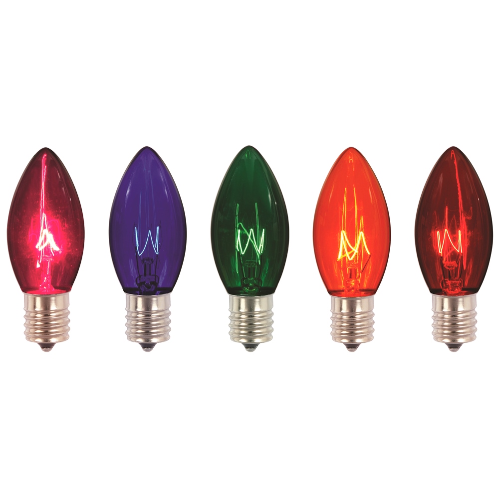 Christmastopia.com 25 Incandescent C9 Multi Color Transparent E17 Socket Christmas Replacement Bulbs