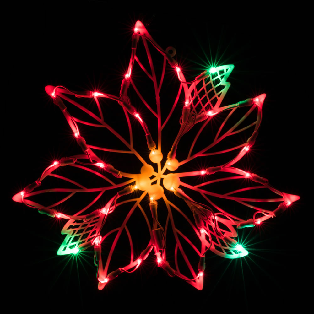Poinsettia LED Lighted Window Christmas Decoration 35 LED 5MM Wide Angle Polka Dot