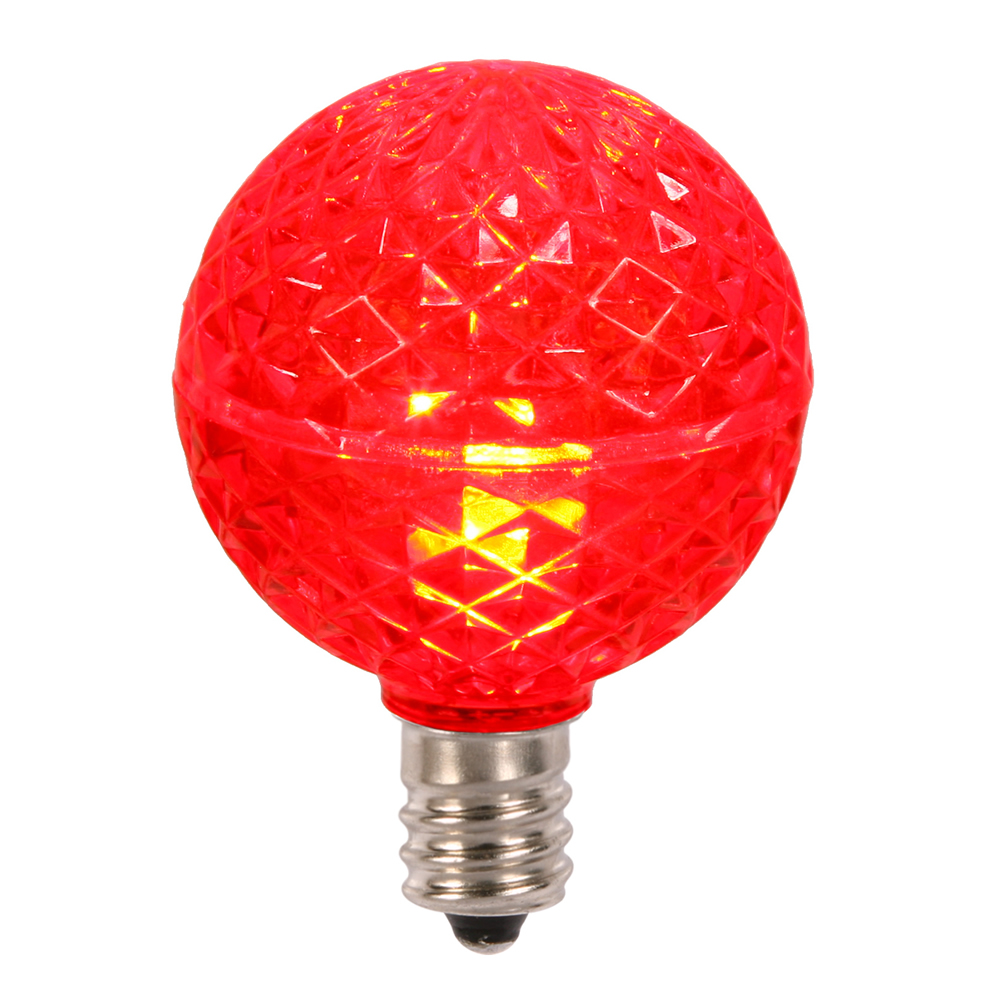 Christmastopia.com - 25 LED G40 Globe Red Faceted Retrofit Night Light C7 Socket Replacement Bulbs