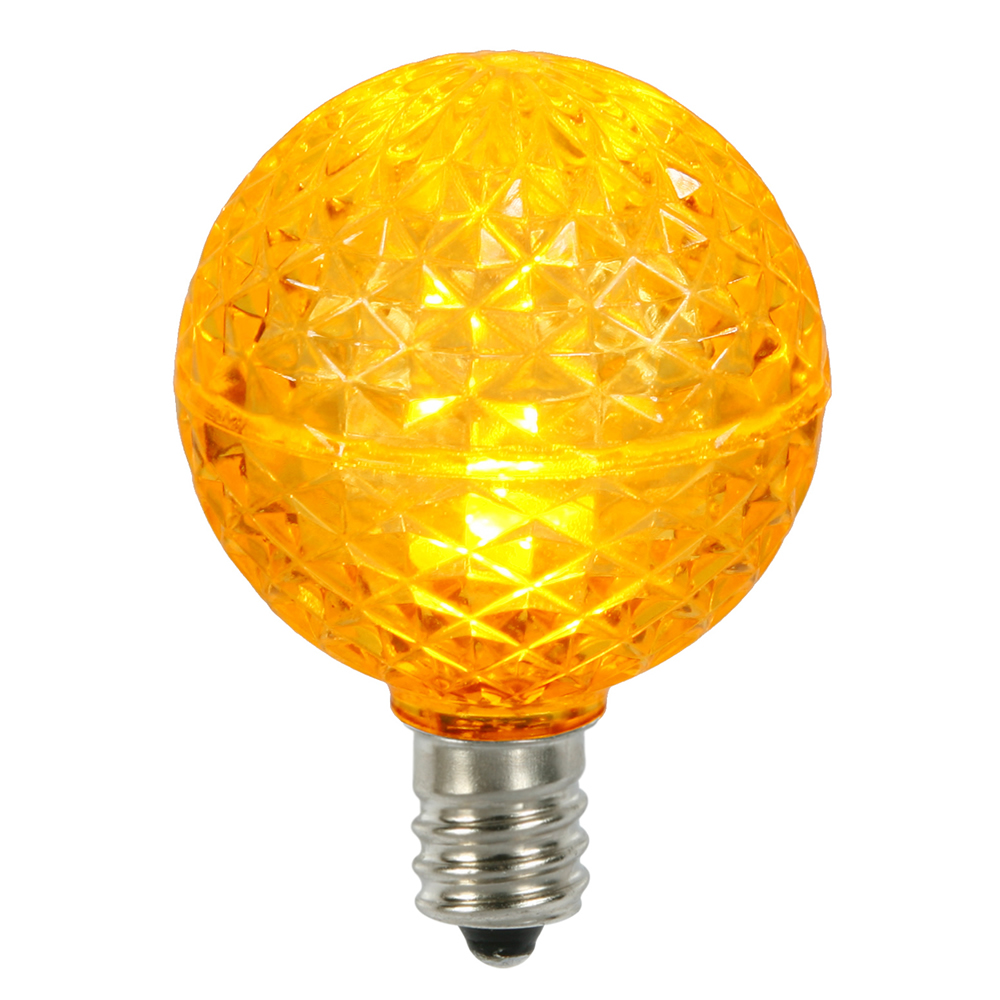 25 LED G40 Globe Yellow Faceted Retrofit Night Light C7 Socket Replacement Bulbs
