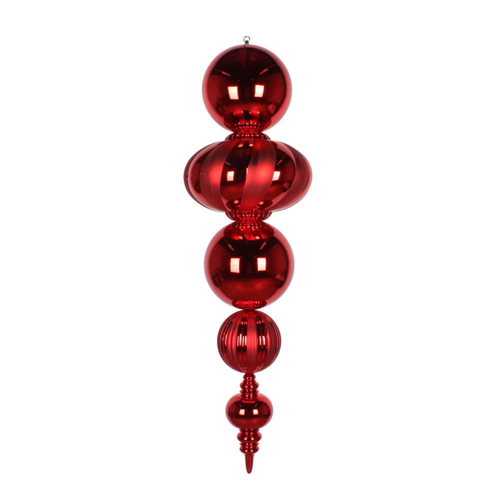 Christmastopia.com 54 Inch Plastic Shatterproof Red Shiny Matte Finish Finial