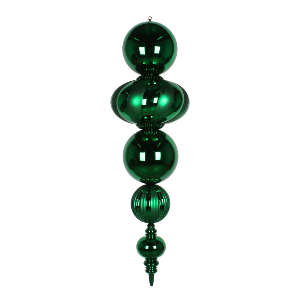 54 Inch Plastic Shatterproof Green Shiny Matte Finish Finial Mardi Gras Ornament