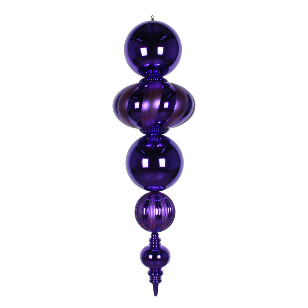 54 Inch Plastic Shatterproof Purple Shiny Matte Finish Finial Mardi Gras Ornament