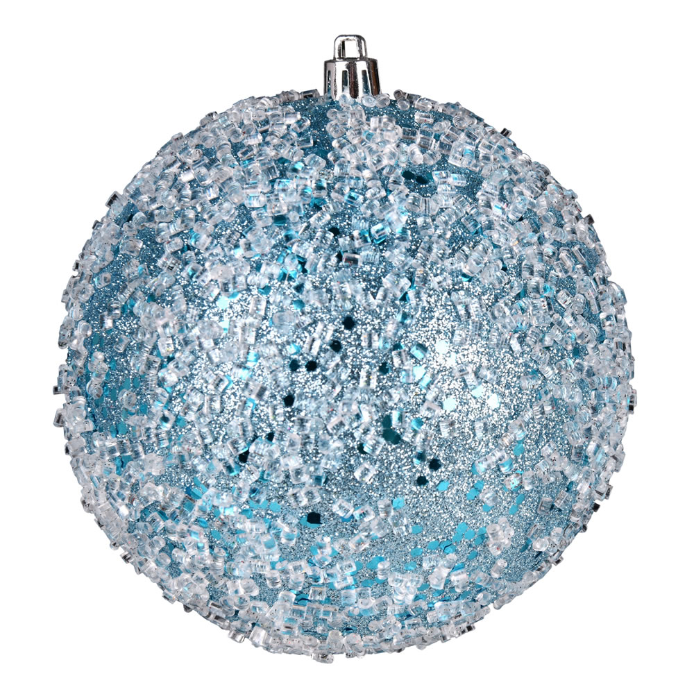 10 Inch Baby Blue Glitter Hail Christmas Ball Ornament